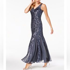 NWT NW Nightway gown, navy blue with sequins, stunning, sparkly